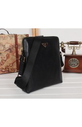 Replica Cheap PRADA Original Leather Messenger Bag P27196 Black VS03743