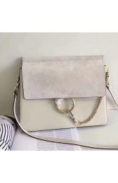Replica Chloe Faye Calfskin and Suede Shoulder Bag Off-white 240601 VS07434