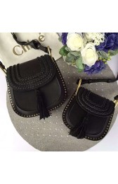 Replica Chloe Hudson Calfskin Shoulder Bag Black 210720 VS08243