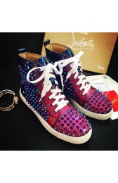 Replica Christian Louboutin Louis Spikes Flat Blue&Purple Patent Leather CL1240 VS02405
