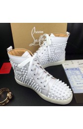 Replica Christian Louboutin Louis Spikes Flat White CL1240 VS05183