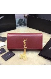 Replica Classic Kate Monogram Saint Laurent Tassel Clutch in Black Grained Leather 326080 VS02332