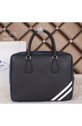 Replica Fashion Prada Saffiano Calfskin Leather Briefcase PM24 Black VS02758