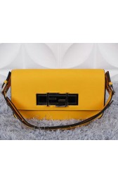 Replica Fendi 3BAGUETTE Two-Tone Calfskin Clutch 8BR720 Yellow VS01282