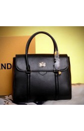 Replica Fendi Cruise 2015 Calfskin Leather Tote Bag F5203345 Black VS09190