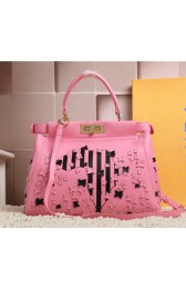 Replica Fendi Icoic Peekaboo Bag in Calfskin Leather 8BN1169 Pink VS09816