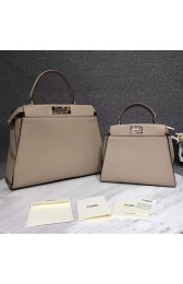 Replica Fendi Peekaboo Tote Bag Light Grey Original Leather F280503 VS01098