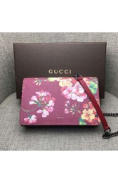 Replica Gucci Blooms Leather Chain Wallet 410114 Burgundy VS05870