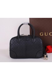 Replica Gucci Bright Diamante Leather Top Handle Bag 354224 Black VS08793