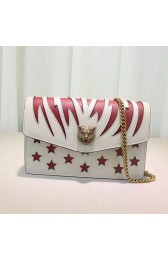 Replica Gucci Broadway Leather Clutch White and Red 443645 VS07119
