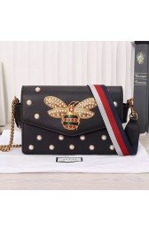Replica Gucci Broadway Pearly Bee Shoulder Bag Black 443168 VS08856
