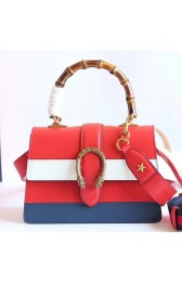 Replica Gucci Dionysus Leather Top Handle Bag Red/White/Blue 448075 VS03290