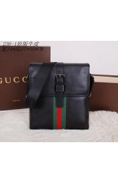 Replica Gucci Flap Messenger Bag Original Leather G2361 Black VS06522