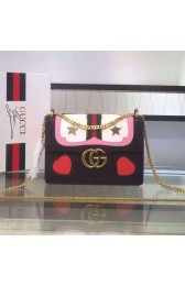 Replica Gucci GG Marmont Leather Shoulder Bag 40787 Black VS04257
