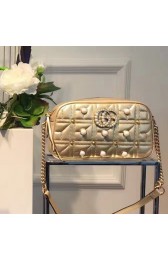 Replica Gucci GG Marmont Pearl Matelasse Shoulder Bag Gold Metallic 447632 VS09349