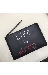 Replica Gucci Guccighost Pouch with Black Words 445597 VS09444