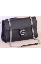 Replica Gucci Interlocking Leather Shoulder Bag 387604 Black VS03312