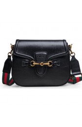 Replica Gucci Lady Web Calfskin Leather Shoulder Bags 383848 Black VS05416