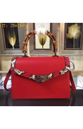 Replica Gucci Snake Pattern Leather Bamboo Top Handle Bag Red 443682 VS00958