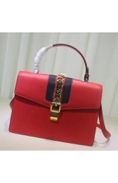 Replica Gucci Sylvie Leather Top Handle Bag Red 431665 VS03876