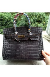 Replica Hermes Birkin 30CM Tote Bags Croco Leather H30CO Grey VS05986