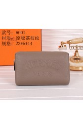 Replica Hermes Grainy Leather Clutch H6001 Khaki VS00217