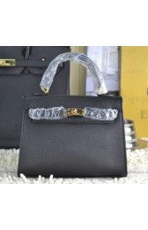 Replica Hermes Kelly 22cm Tote Bag Calfskin Leather Black VS06761