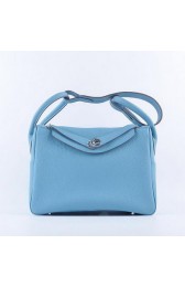 Replica Hermes Lindy 30CM Grainy Leather Shoulder Bag H6207 Light Blue VS00625