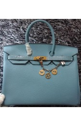 Replica High Quality Hermes Birkin 35CM Tote Bag Litchi Leather HB35GL Light Blue VS08870