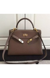 Replica High Quality Hermes Kelly 28 Tote Bag in Chocolate Togo Leather HK0928 VS09771