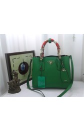 Replica Hot Prada Original Twin Saffiano Leather Cuir Tote BN2758 in Green with Gold Hardware JJ VS08553