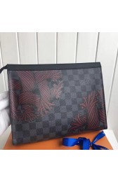 Replica Louis Vuitton Damier Graphite Canvas Red Rope Pochette Voyage MM N62260 VS02493