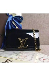 Replica Louis Vuitton Patent Calfskin Chain Louise MM M94268 Noir VS08273