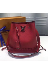 Replica Louis Vuitton Soft calfskin Lockme Bucket Red M54681 VS05597