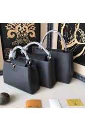 Replica Louis Vuitton Taurillon Leather Capucines PM Black N92800 VS03676