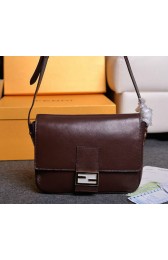 Replica Luxury Fendi Baguette Bag in Grainy Leather 3358 Brown VS03507