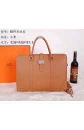 Replica Luxury Hermes Briefcase Original Calf Leather H8591 Wheat VS07363