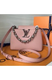 Replica Luxury Louis Vuitton Taurillon Leather Capucines Mini Chain Rose Ballerine M42935 VS02842