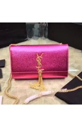 Replica Medium Kate Monogram Saint Laurent Tassel Satchel in Rose Metallic Leather 354119 VS07771