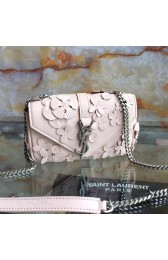 Replica Medium Monogram Saint Laurent Flower Chain Wallet in Pink Sheepskin Y221270 VS09111