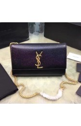 Replica Medium Monogram Saint Laurent Tassel Satchel in Black Metallic Leather 354021 VS01809