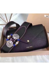 Replica Miu Miu Goat Leather Shoulder Bag Black 5BH062 VS02742