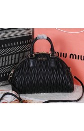 Replica miu miu Matelasse Nappa Leather Top-handle Bag M1017 Black VS07798