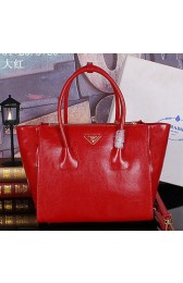 Replica Prada Bright Leather Tote Bag BN2619 Red VS03469