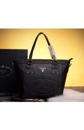 Replica Prada Calfskin Leather Tote Bag BN3814 Black VS07266
