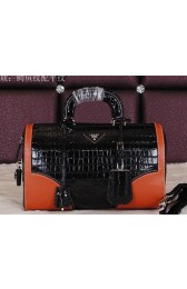 Replica Prada Croco Leather Boston Bag BN8096 Black VS00850