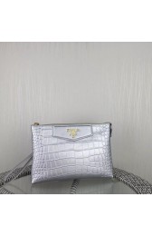 Replica Prada Croco Leather Clutch PD991 Silver VS04728