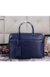 Replica PRADA Grainy Leather Business Briefcase P002 Blue VS08678
