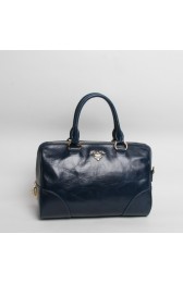 Replica Prada Import Original Burnished Leather Two Handle Bag BN0822 in Sapphire Blue XZ VS08265