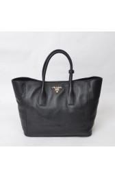 Replica Prada Large Tote BN2694 in Black Calfskin Leather with Gold Hardware XZ VS09377